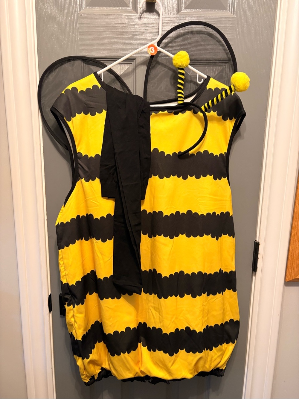 Adult XLYellow and Black Bumblebee Costume with Antenna Headband